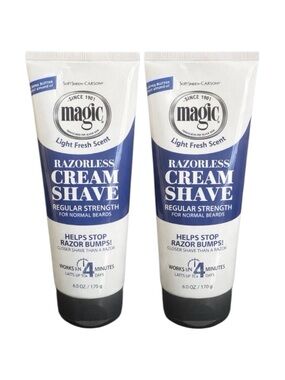 2 Pack SoftSheen-Carson Magic Razorless Cream Shave Light Fresh Scent 6oz Close